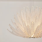 Detail View of Feather Art Glass Shades and Illumination