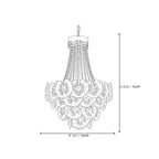 Modern Cascading Round Plate and Crystal Bead Chandelier Style A Line Art Dimension Diagram