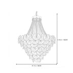 Modern Cascading Round Plate and Crystal Bead Chandelier Style C Line Art Dimension Diagram