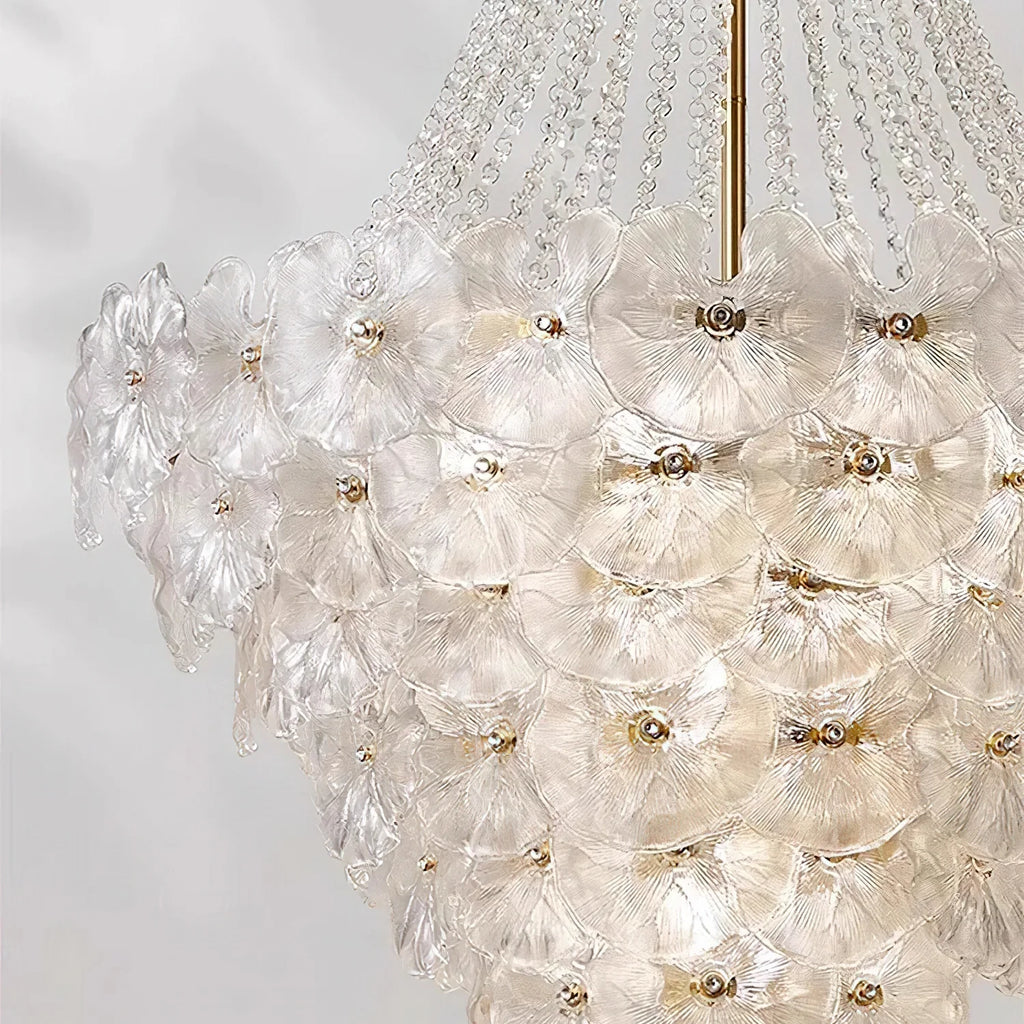 Close Up View of Upper Crystal Beads and Brass Canopy