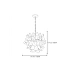 Modern Cascading Green Gradient Feather Art Glass Chandelier Style A Line Art Dimension Diagram