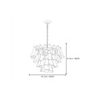 Modern Cascading Green Gradient Feather Art Glass Chandelier Style B Line Art Dimension Diagram