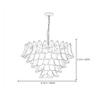 Modern Cascading Green Gradient Feather Art Glass Chandelier Style D Line Art Dimension Diagram