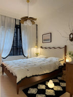 Modern Wood Layered Glass Pendant Light in Master Bedroom