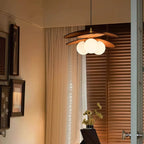 Illuminated Modern Wood Layered Glass Pendant Light in Interior