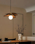 Modern Wood Petal Pendant Light in Dining Area