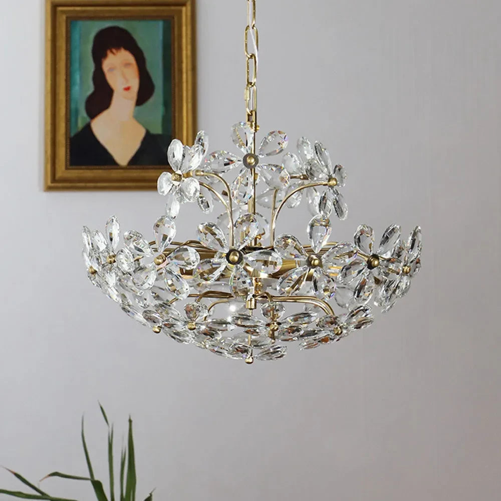 Modern Cascading Crystal Art Glass Chandelier in Elegant Interior