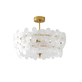 Modern Frosted Glass Flower Semi-Flush Mount Chandelier