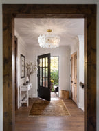 Modern White Floral Art Glass Ceiling Light in Entryway Foyer