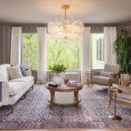 Modern Floral Art Glass Flush Mount Ceiling Light in Bright Living Room