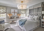 Modern White Floral Art Glass Ceiling Light in Bedroom Interior