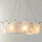 Illuminated Modern Shell Art Glass Chandelier Studio Shot