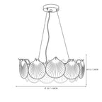 Modern Shell Art Glass Chandelier Line Art Dimension Diagram