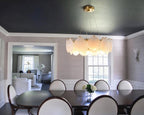 Modern Brass Shell Art Glass Chandelier in Luxury Dining Area