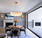 Modern Shell Art Glass Chandelier in Open Plan Kitchen Dining