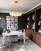 Modern Brass Shell Art Glass Chandelier in Home Office Study Space