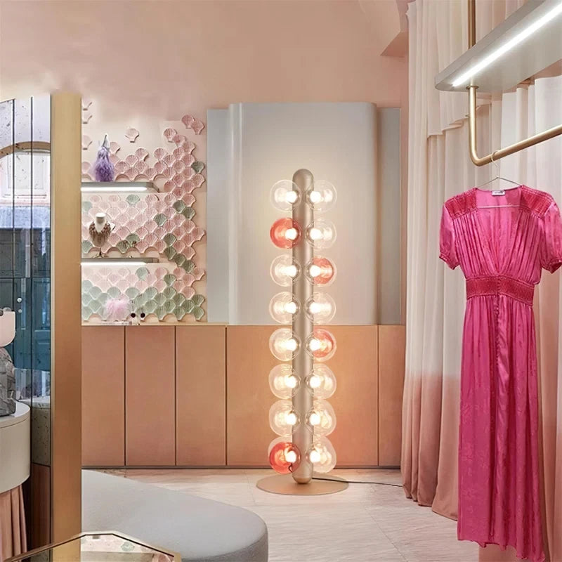 Modern Globe Floor Lamp in Boutique Dressing Room