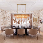 Modern Cascading Art Glass Linear Chandelier Over Formal Dining Room Table