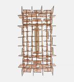 Top Down View of Illuminated Modern Cascading Art Glass Linear Chandelier