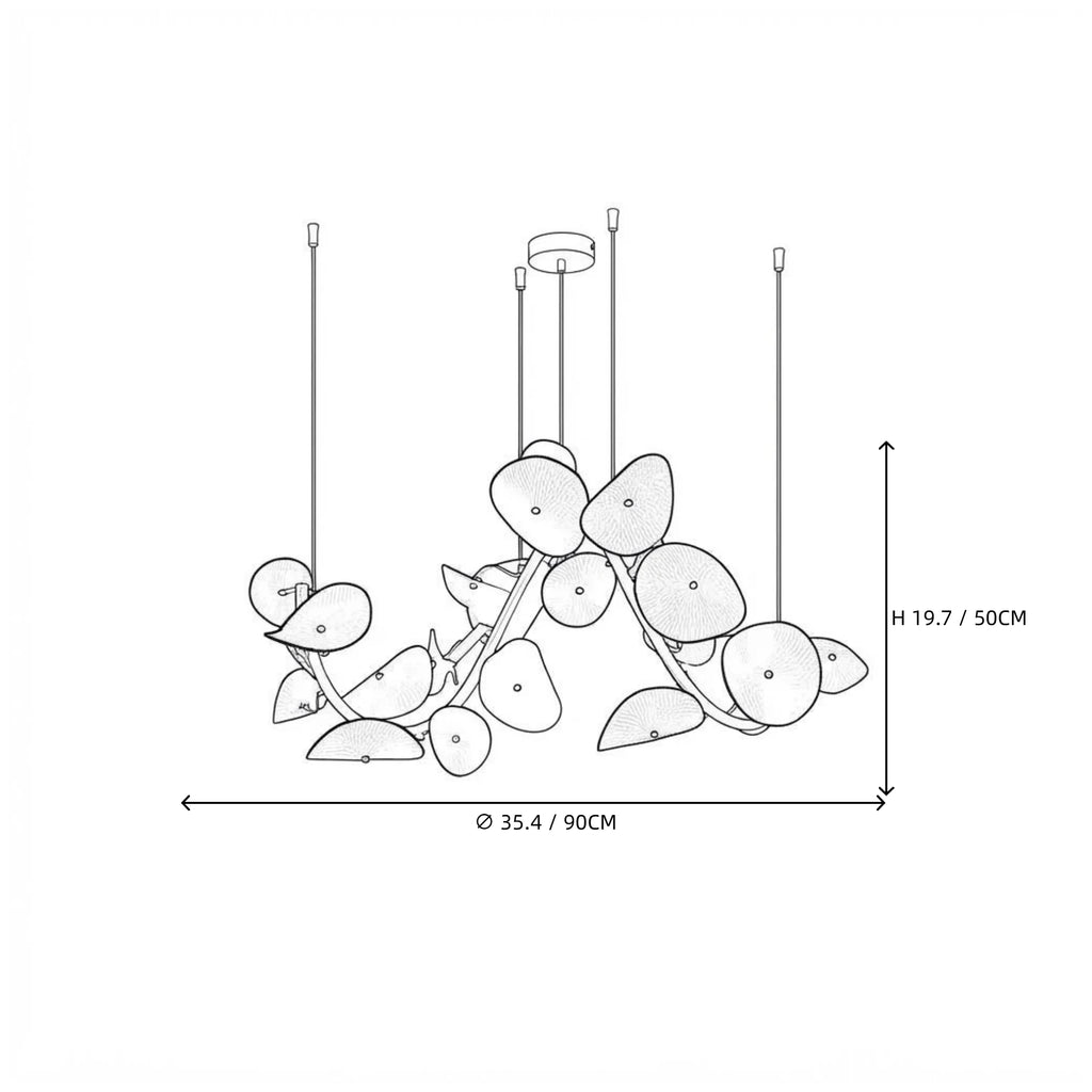 Modern Cascading White Round Plate Art Glass Linear Chandelier Style B Line Art Dimension Diagram