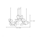 Modern Cascading White Round Plate Art Glass Linear Chandelier Style B Line Art Dimension Diagram