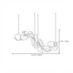 Modern Cascading White Round Plate Art Glass Linear Chandelier Style A Line Art Dimension Diagram
