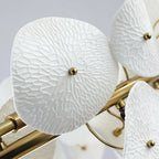 Illuminated Modern Cascading White Round Plate Art Glass Chandelier Studio Shot