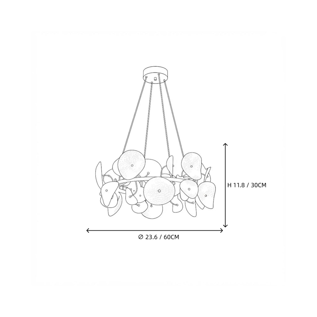 Modern Cascading White Round Plate Art Glass Chandelier Style A Line Art Dimension Diagram
