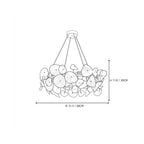 Modern Cascading White Round Plate Art Glass Chandelier Style B Line Art Dimension Diagram