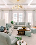 Modern Cascading Art Glass Chandelier in Coastal Living Room
