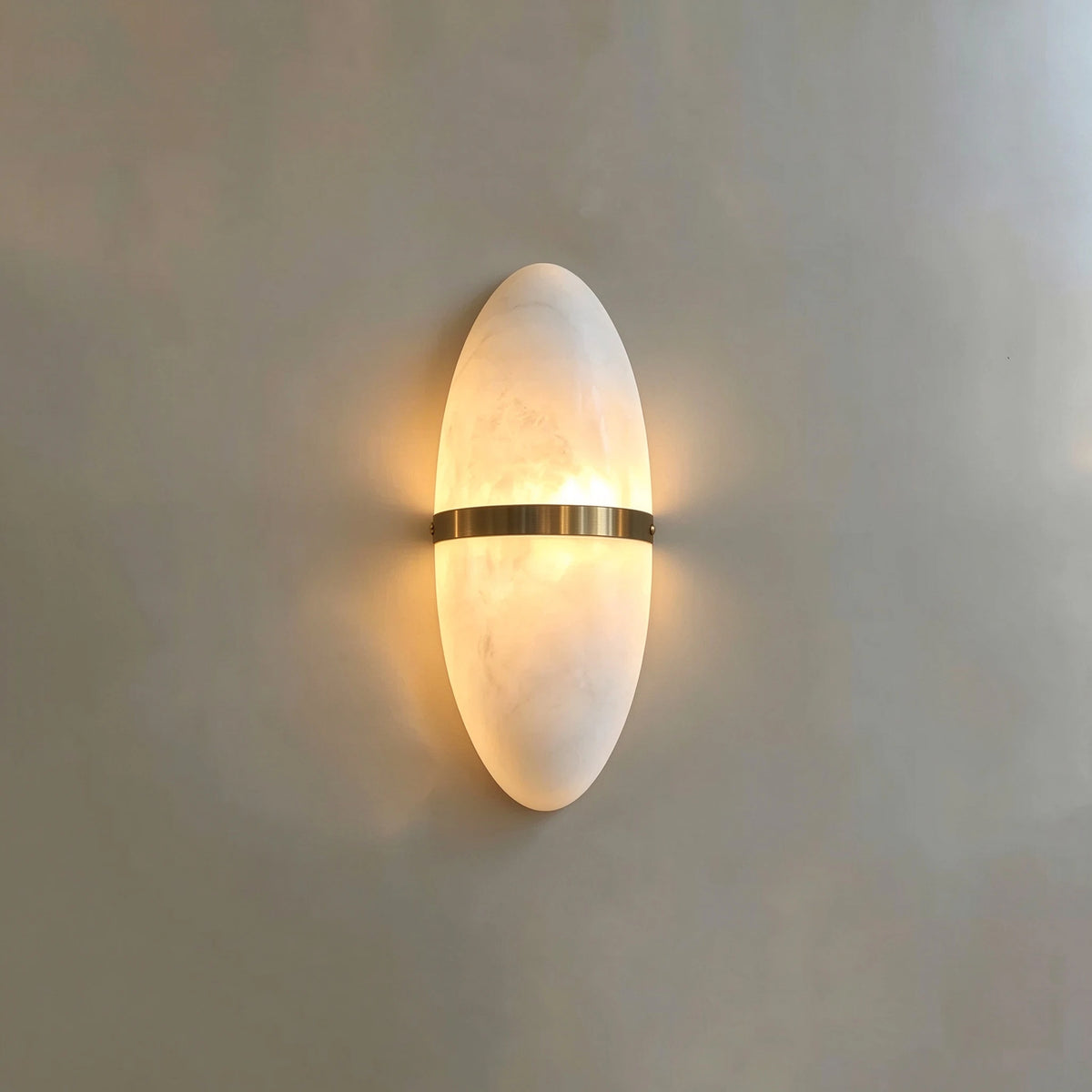 Modern Oval Alabaster Wall Sconce Off State Studio Display