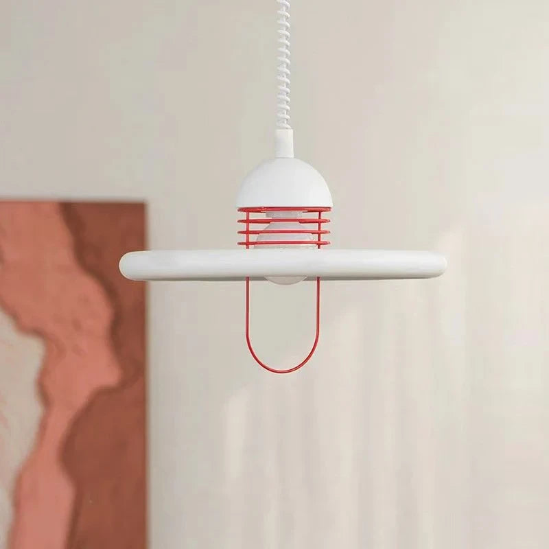 Modern White Disc Pendant Light in Minimalist Interior Setting