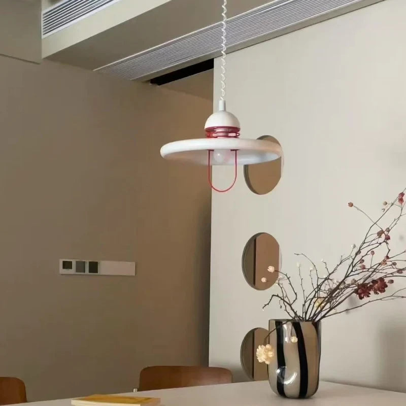Modern White Pendant Light Over Dining Table