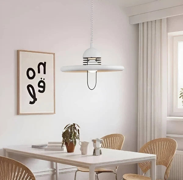 Modern White Pendant Light in Dining Area Setting