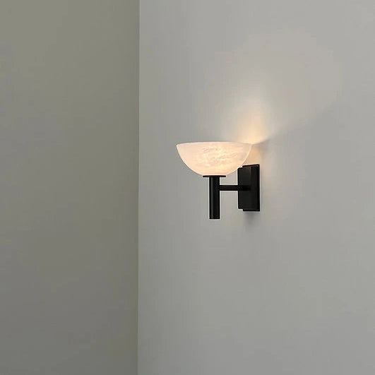 Illuminated Modern Dark Finish Alabaster Wall Sconce Studio Display