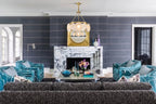 Luxury Alabaster Disc Chandelier in Classic Living Room