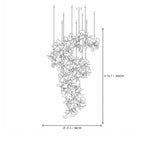 Modern Grand Spiral Ginkgo Leaf Chandelier Line Art Dimension Diagram