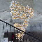 Modern Grand Spiral Chandelier in Industrial Loft Stairwell