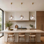 Modern Smoked Grey Layered Wave Disc Art Glass Pendant Lights Over Kitchen Island