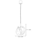 Modern Smoked Grey Layered Wave Disc Art Glass Pendant Light Line Art Dimension Diagram