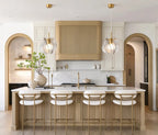 Modern Brass Layered Wave Disc Pendant Lights in Elegant Kitchen Area