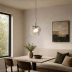Modern Brass Layered Wave Disc Pendant Light in Cozy Dining Nook