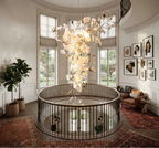 Modern Grand Luxury Ginkgo Leaf Chandelier in Vaulted Foyer
