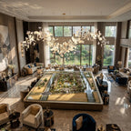 Modern Linear Ginkgo Leaf Chandelier in Exhibition Hall
