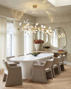 Modern Gold Ginkgo Leaf Oval Chandelier in Elegant Interior