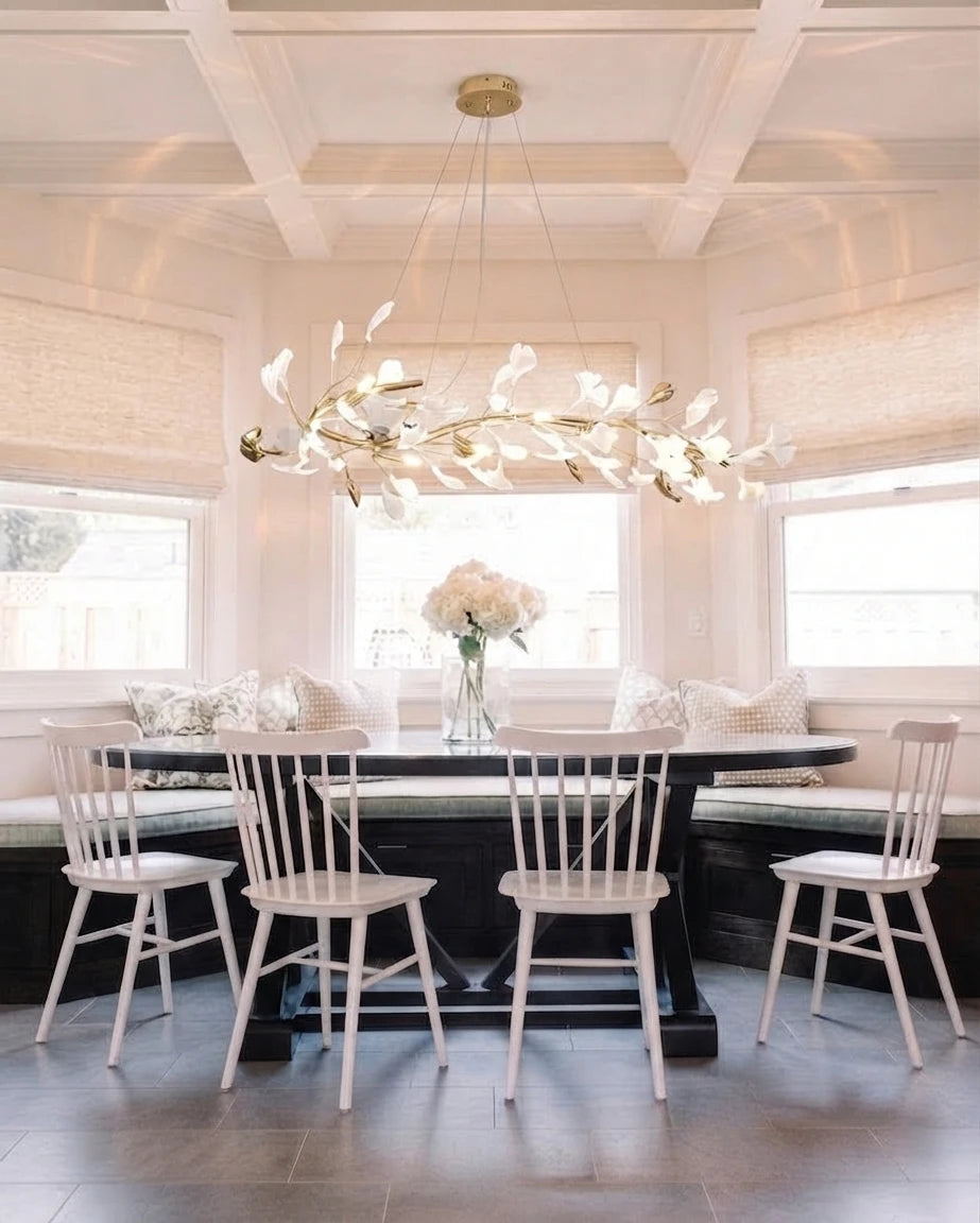 Modern Gold Branch Chandelier in Classic Dining Room