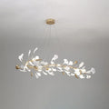 Illuminated Modern Gold Ginkgo Leaf Oval Chandelier Studio Shot