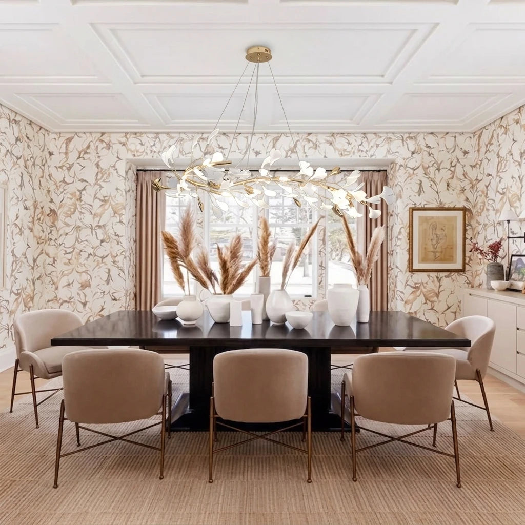 Modern Luxury Gold Branch Chandelier in Formal Dining Room