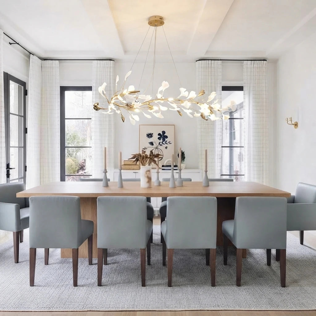 Modern Luxury Gold Branch Chandelier Over Dining Room Table