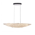 Modern Large Disc Textured Art Glass Chandelier with Black Canopy on Pure White Background